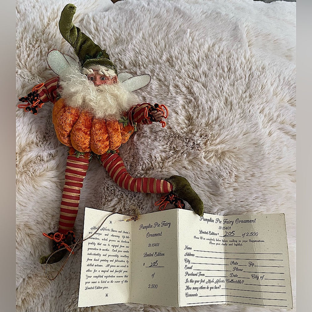 Mark Roberts Thanksgiving Pumpkin Pie Fairy Ornament, limited edition, 205/2,500
